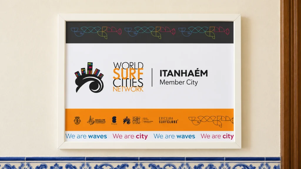 Certificado da World Surf Cities Network com Itanhaém como cidade-membro