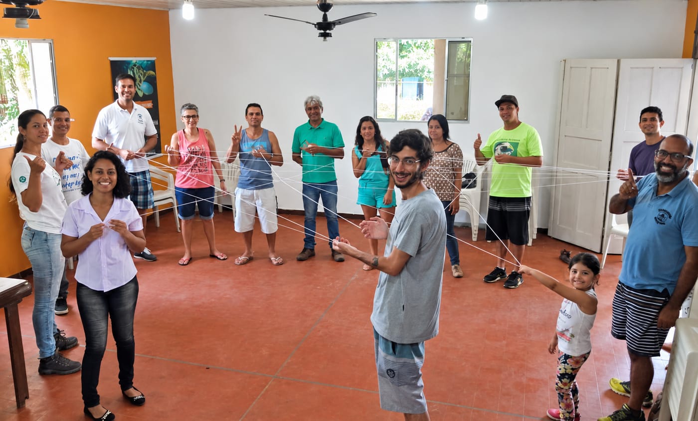Dinâmica em roda com crianças e adultos