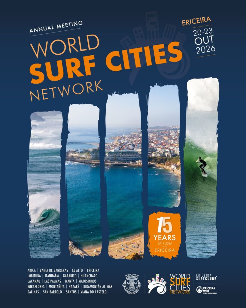 Cartaz do Encontro Anual da World Surf Cities Network, na Ericeira, de 20 a 23 de outubro de 2026